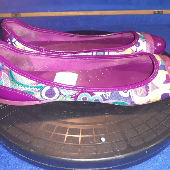 Coach Cecile Signature Cap Toe Purple Leather & Fab. Ballet Flat Shoes Sz.8B-US - Picture 5 of 9